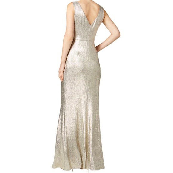 Calvin Klein Metallic Gold Evening Dress Size 6